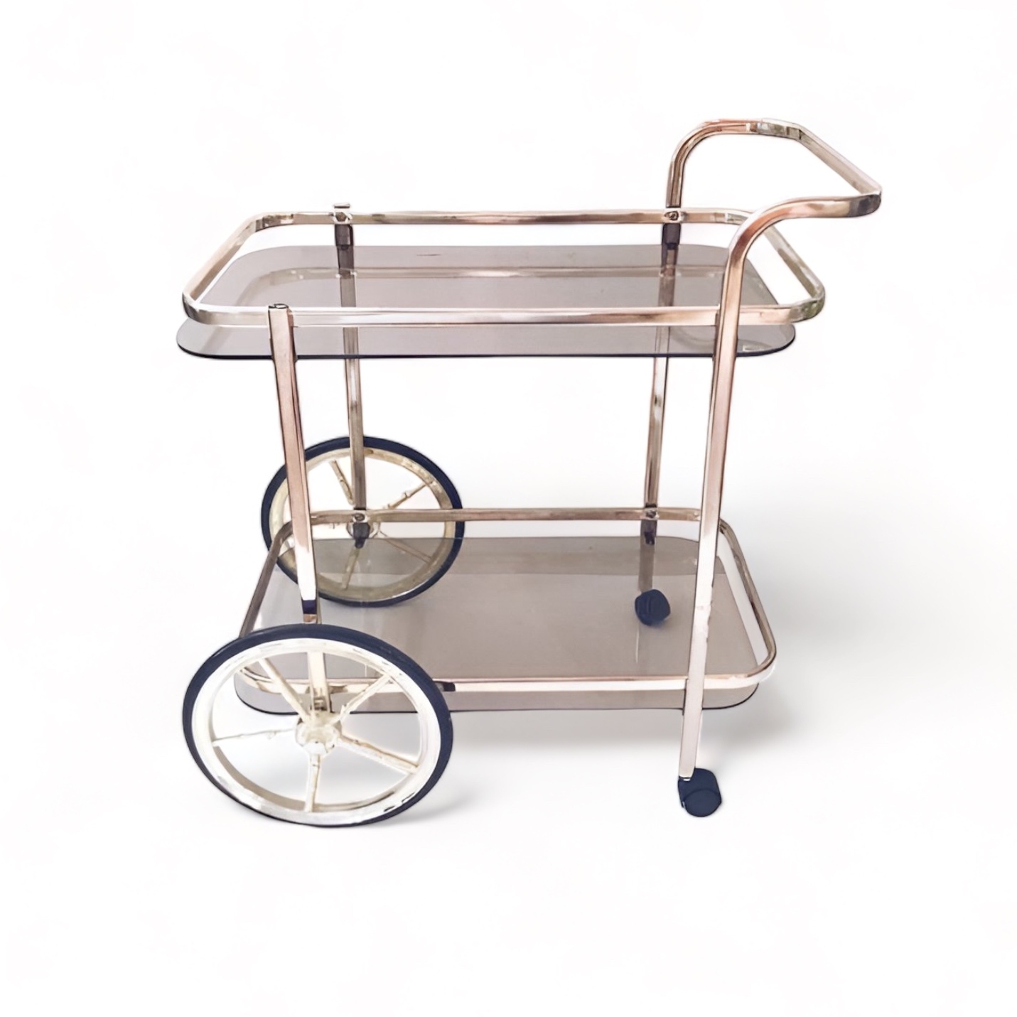 Сервірувальний столик-візок прямокутний метал/скло TB-902