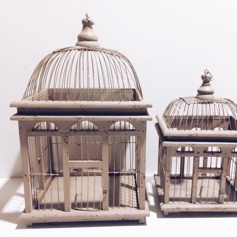 Клітка декоративна велика беж/ клітка декоративна мала беж, дерево/метал