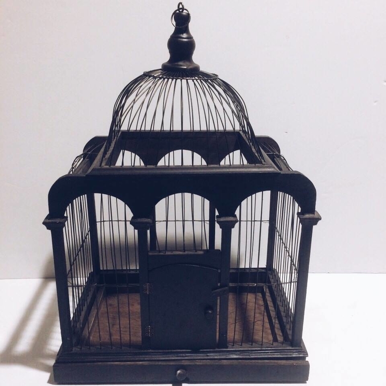 Клітка декоративна велика чорна, дерево/метал