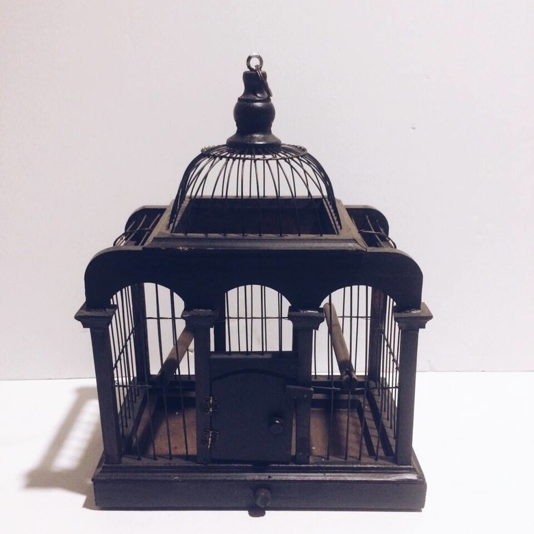 Клітка декоративна мала чорна, дерево/метал