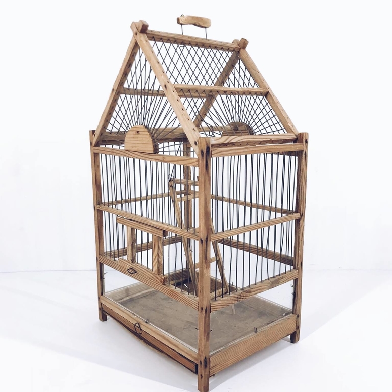 Клітка для птахів вінтаж,, дерево/метал