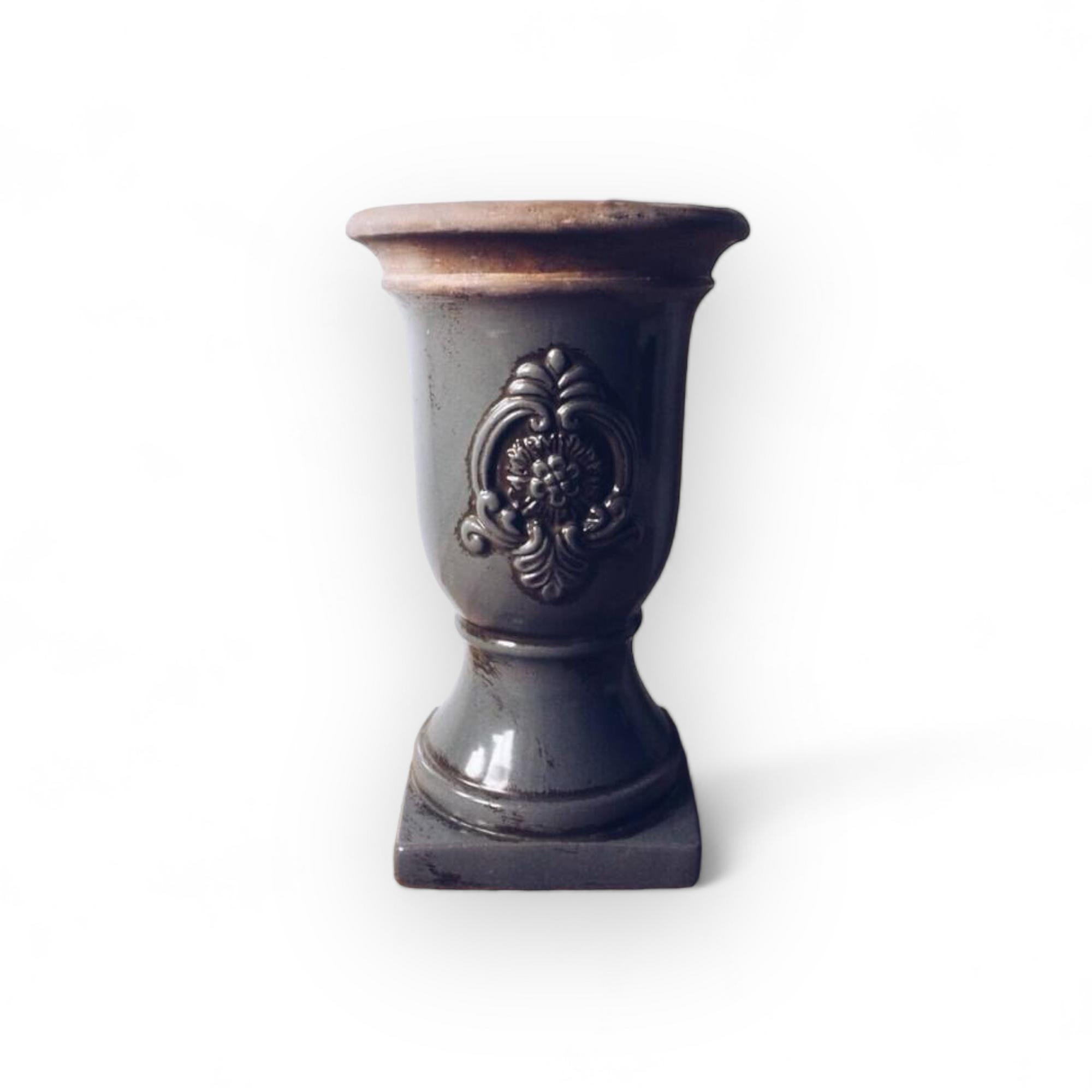 Ваза сіра на ніжці, кераміка VA-047