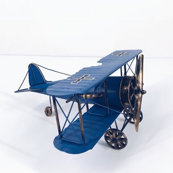 Модель ретро літак синій, метал DE-127