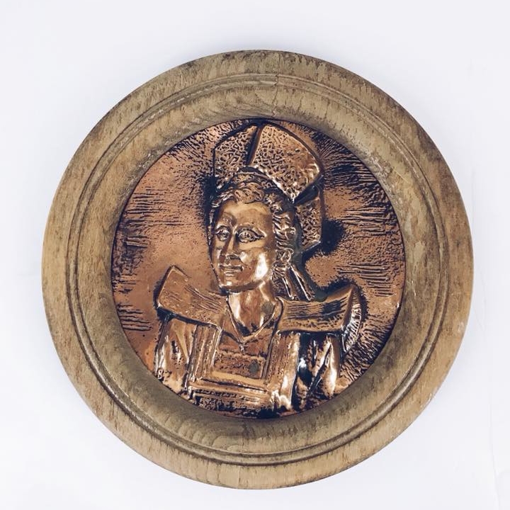 Тарілка декоративна вінтаж "жіночий портрет", мідь