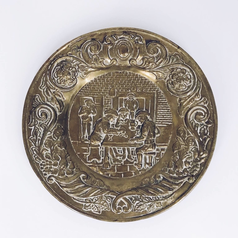 Тарілка декоративна вінтаж "пивна", латунь