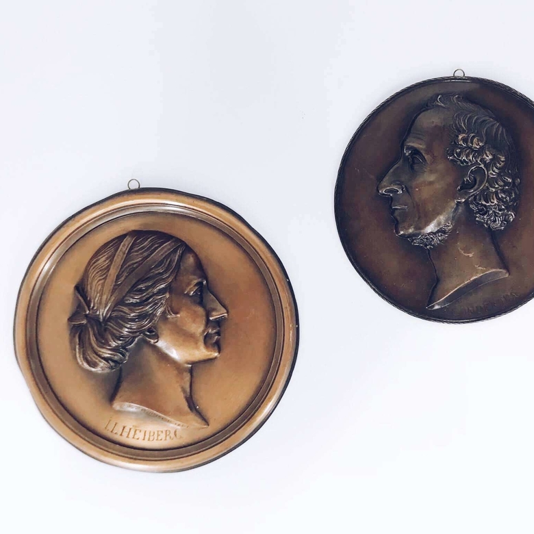 Декоративні медальйони вінтаж з жіночим/чловічим профілем, мідь