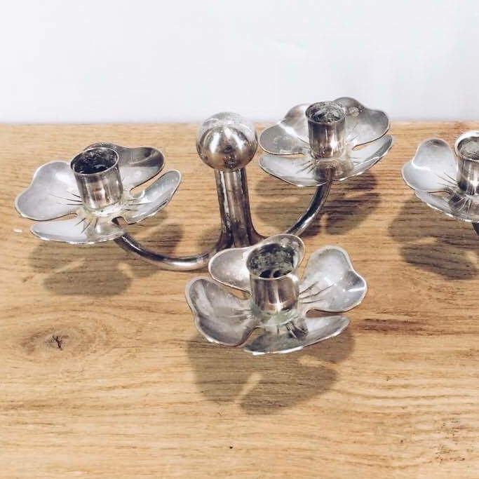 Підсвічники для тонких свічок вінтаж, сріблення CA-042