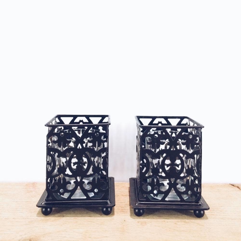 Підсвічник ажур чорний малий, метал CS-014