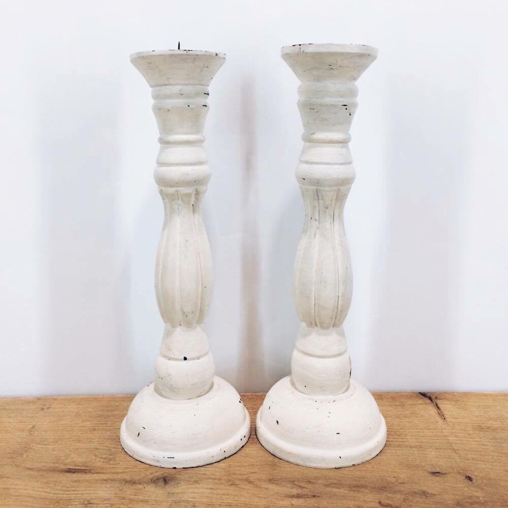 Підсвічник на 1 свічку білий різблення, дерево CA-043