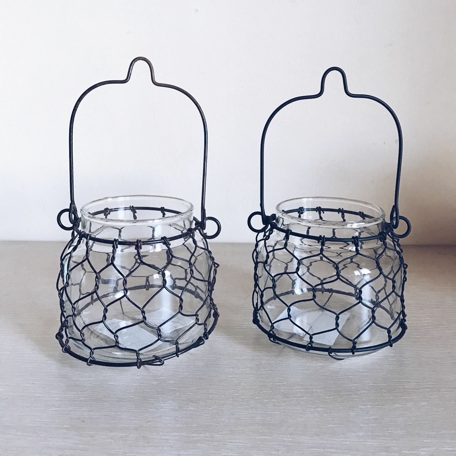 Підсвічники малі в сітці, скло/метал CS-018