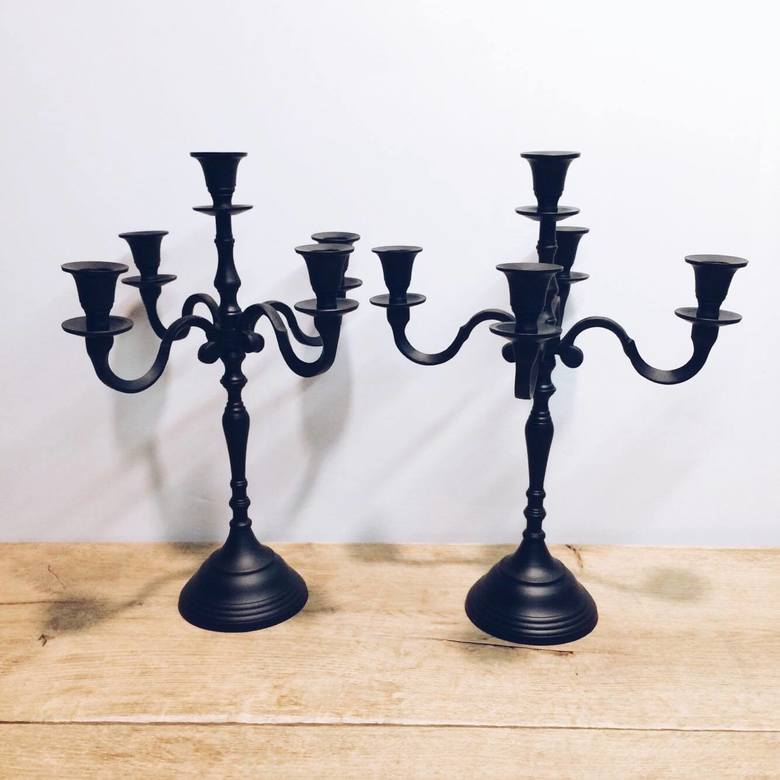 Канделябр на 5 свічок чорний 40 см, метал CA-038