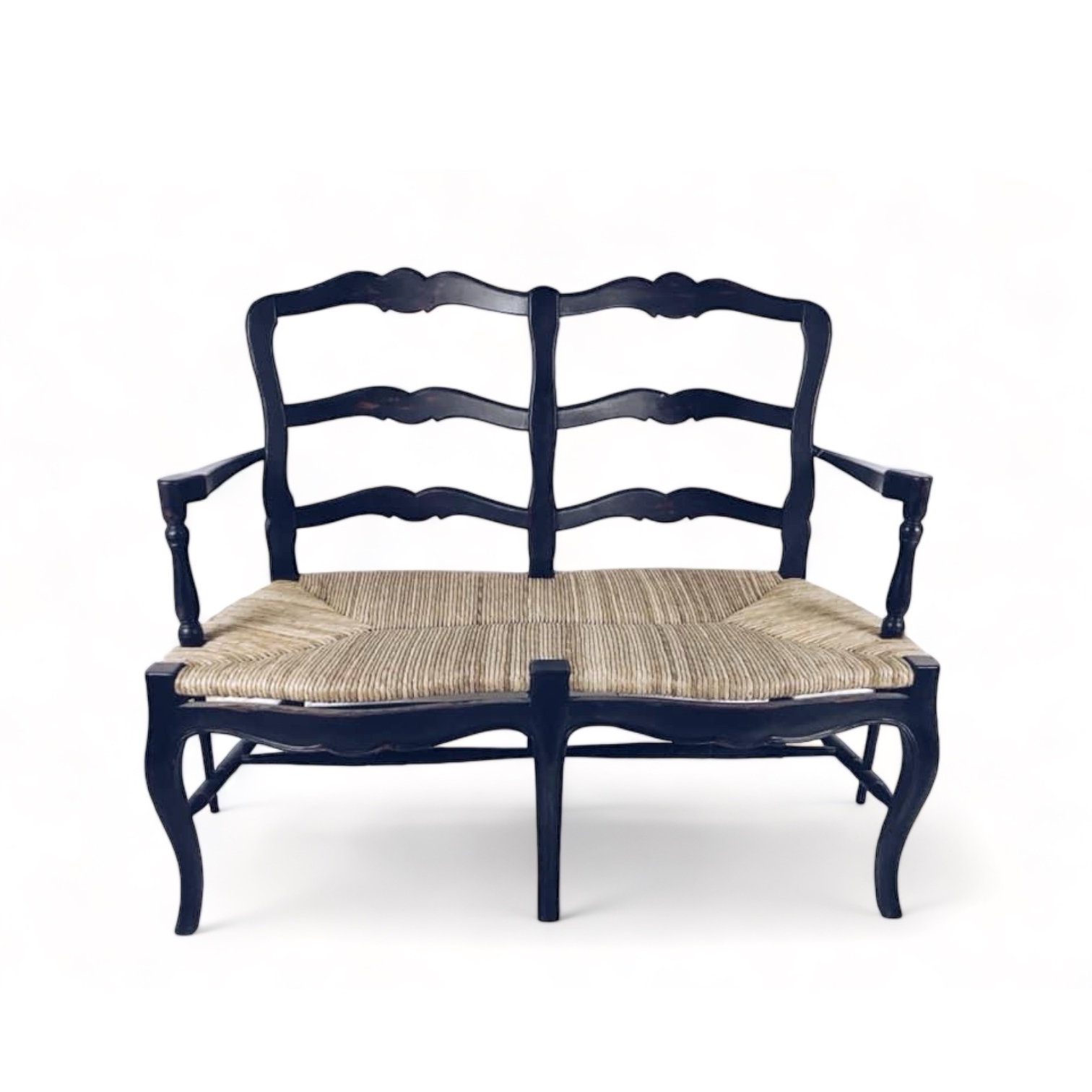 Диван 2-місний колоніальний чорний з плетеним сидінням SF2-009