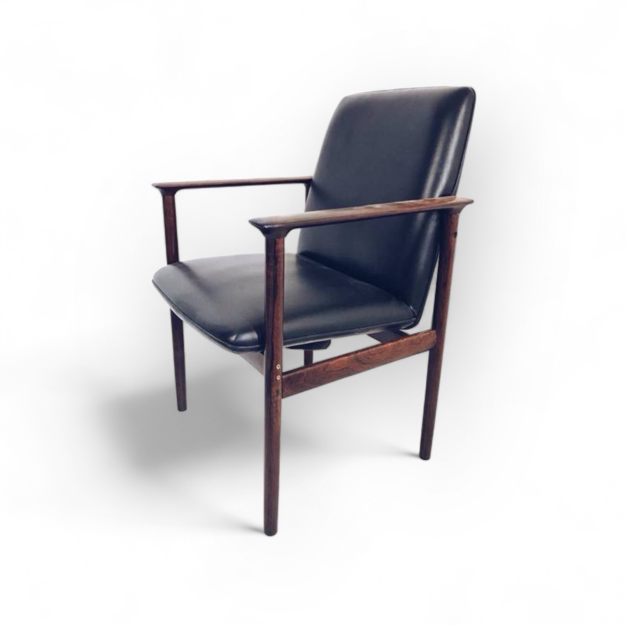 Крісло шкіряне у стилі mid-century вінтаж, тікове дерево/шт.шкіра CH-061