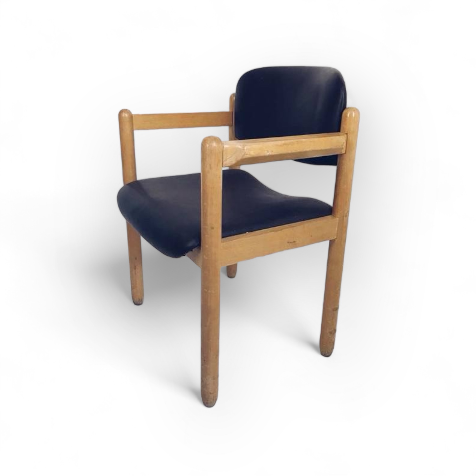 Крісло масивне у стилі mid-century вінтаж, дерево/шт.шкіра CH-060