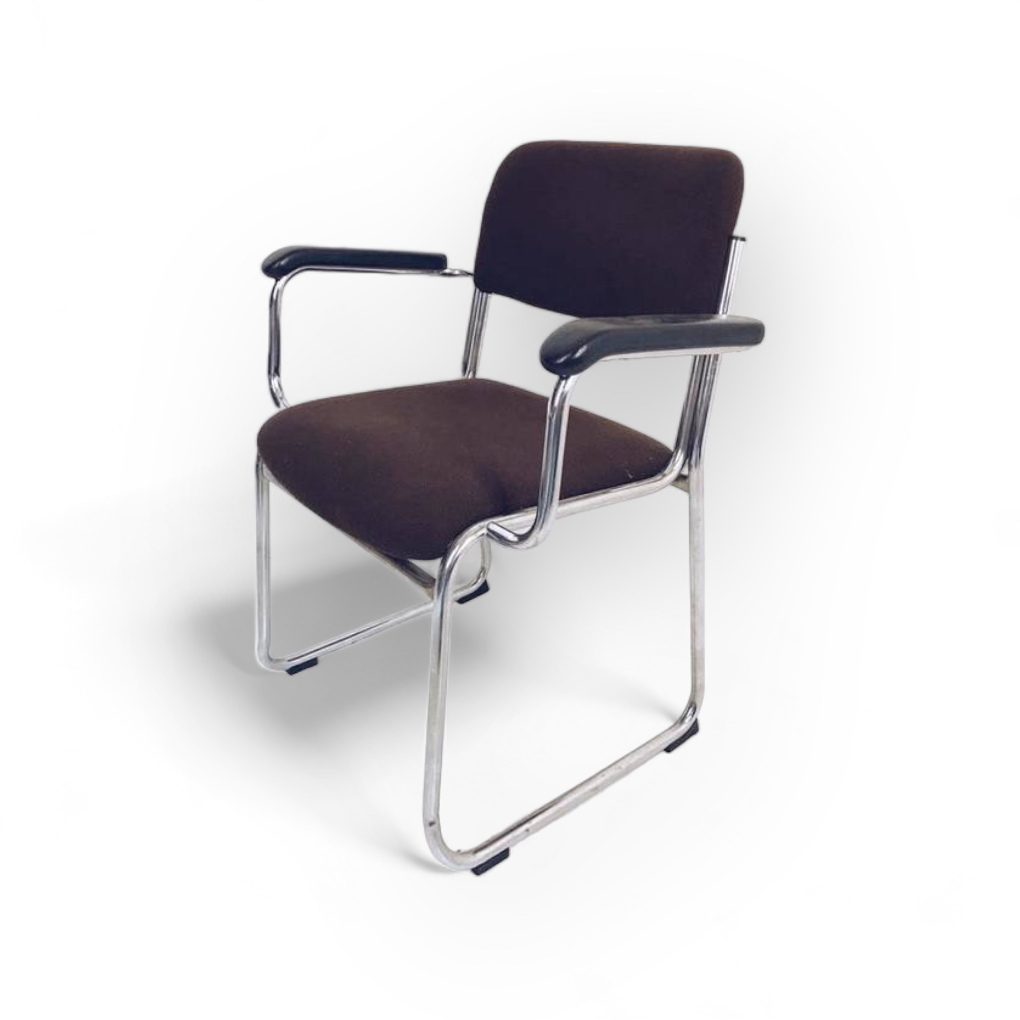 Крісло-стілець коричневий вінтаж, метал/тканина/шт.шкіра CH-064