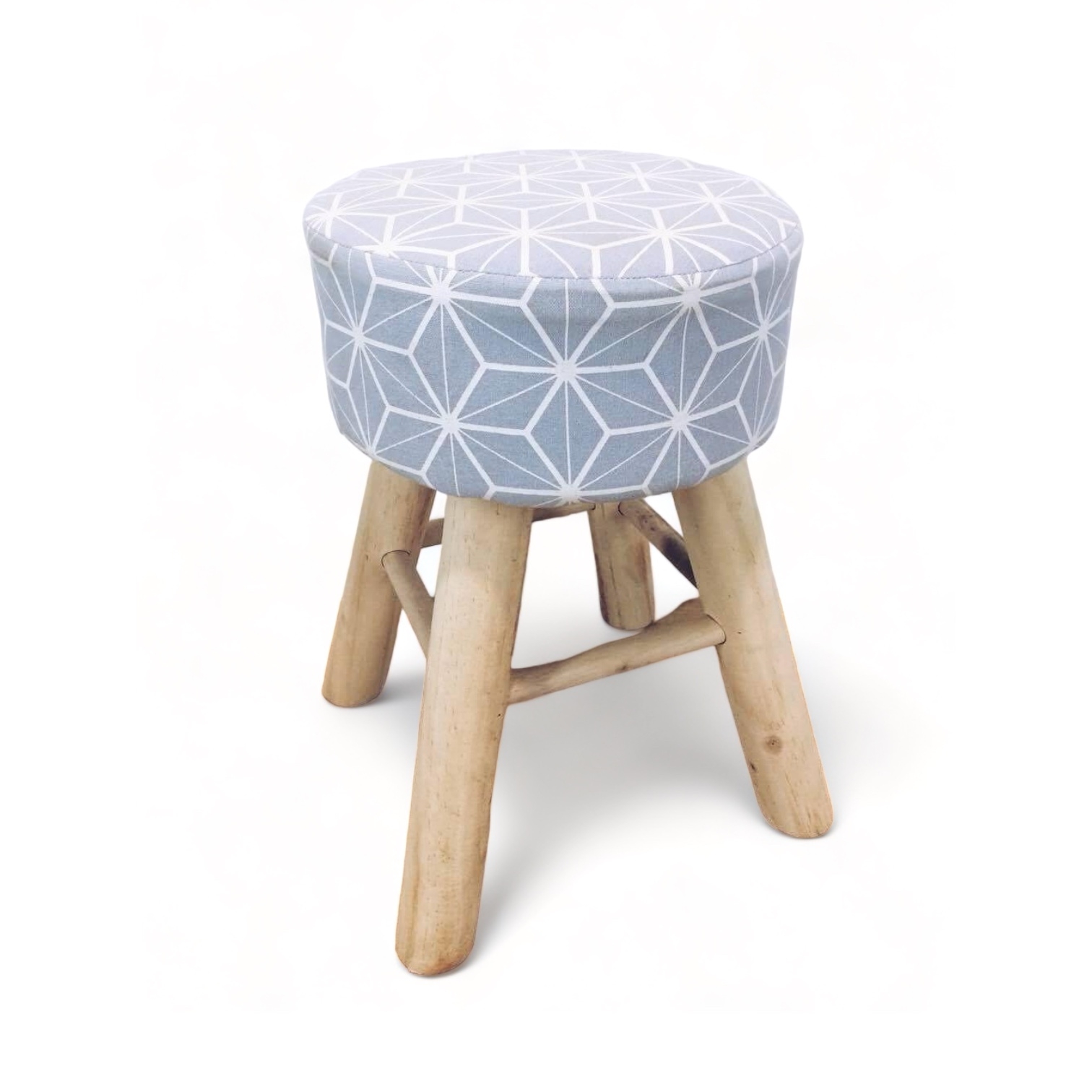 Пуф-табурет блакитний, дерево/тканина PF-005