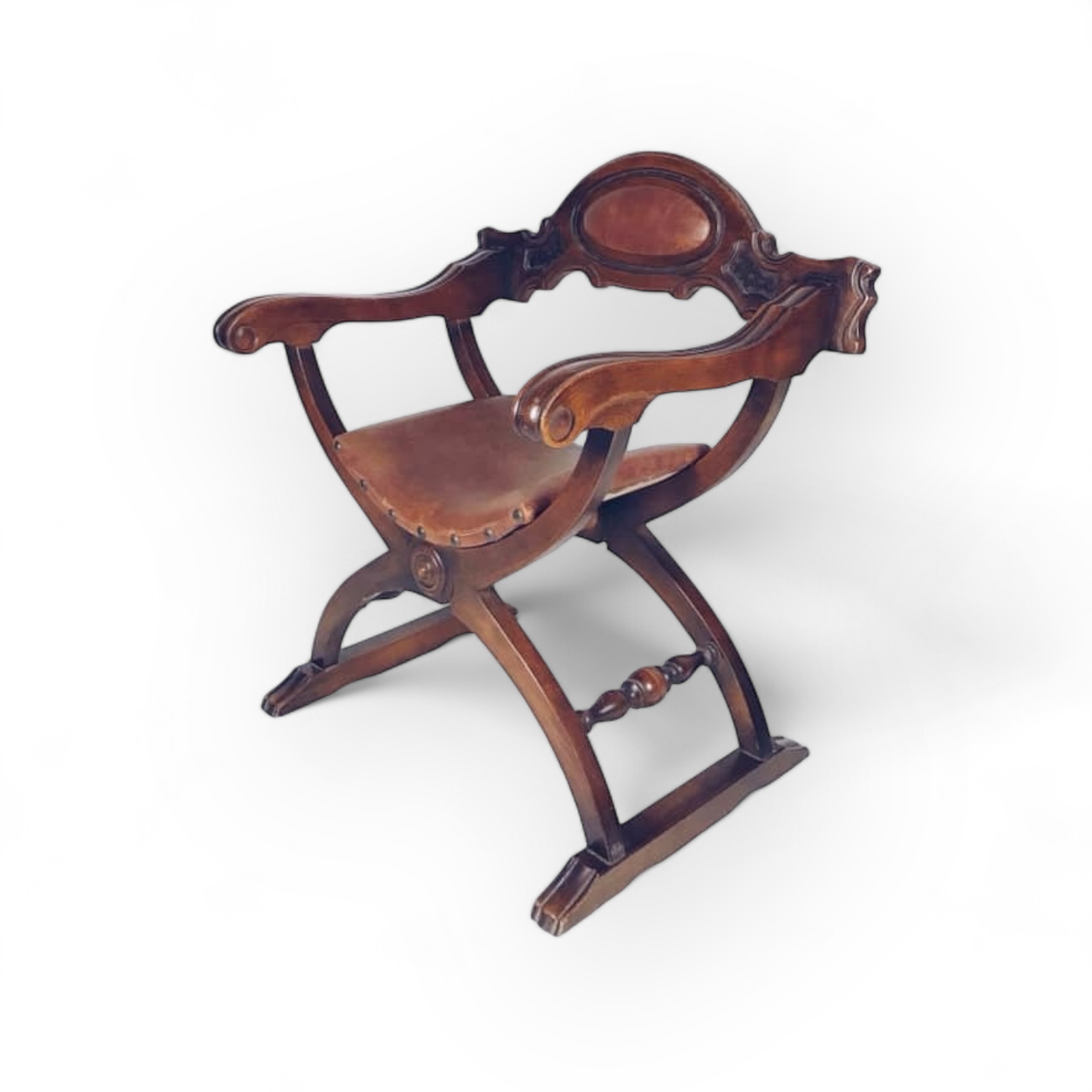 Крісло "дантеска" вінтаж, дерево/шт.шкіра CH-051