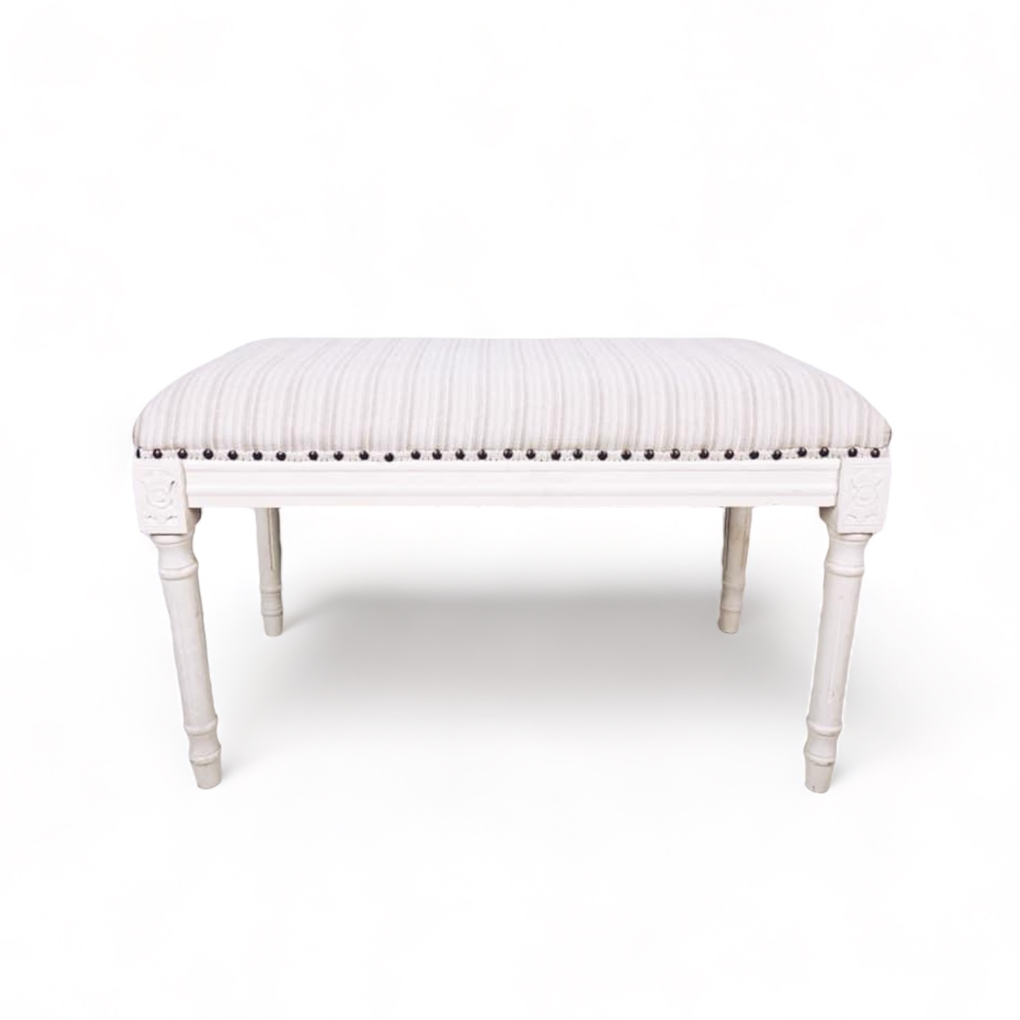 Банкетка біло-бежева мала, дерево/тканина BH-007