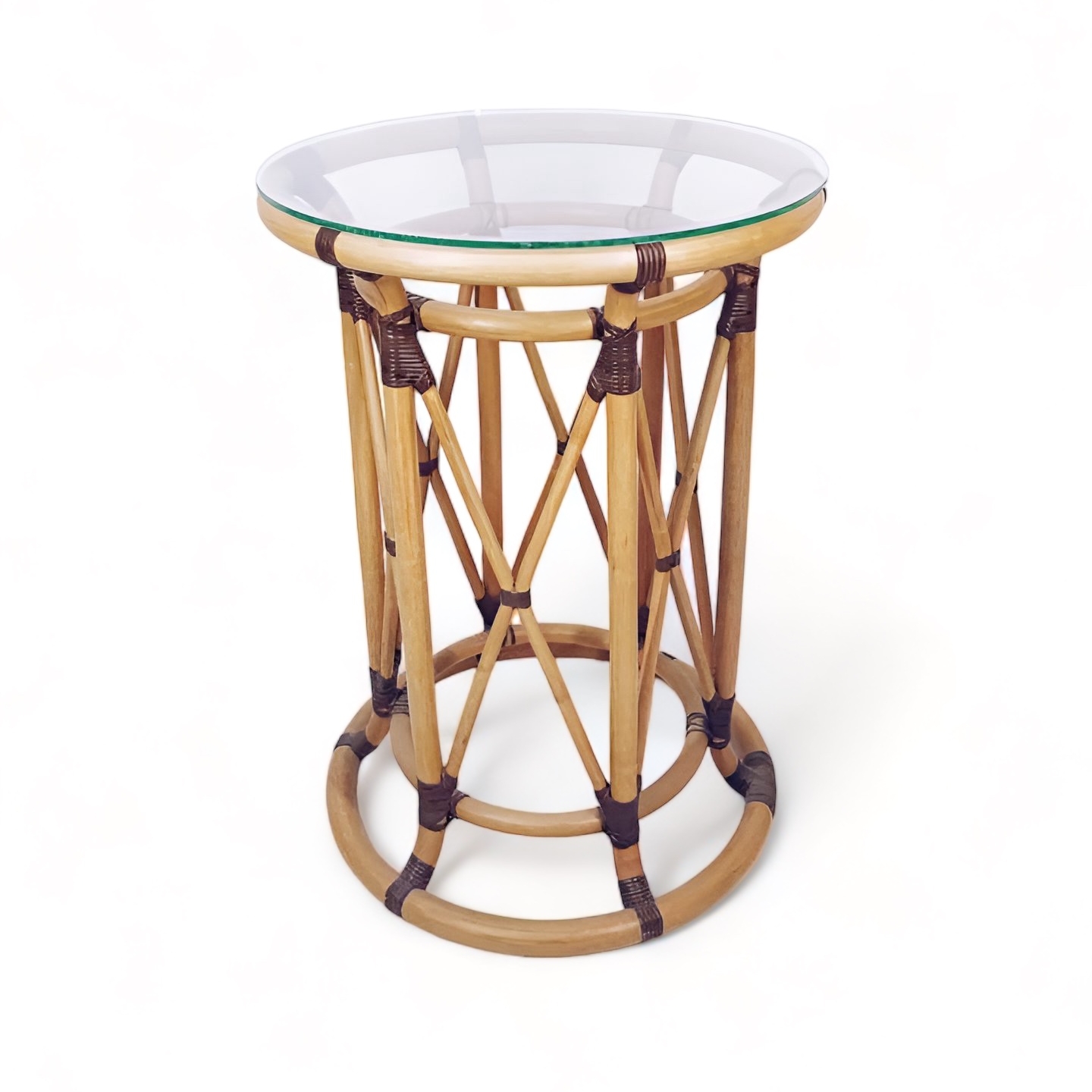 Столик круглий високий, ротанг/скло ТВ-514