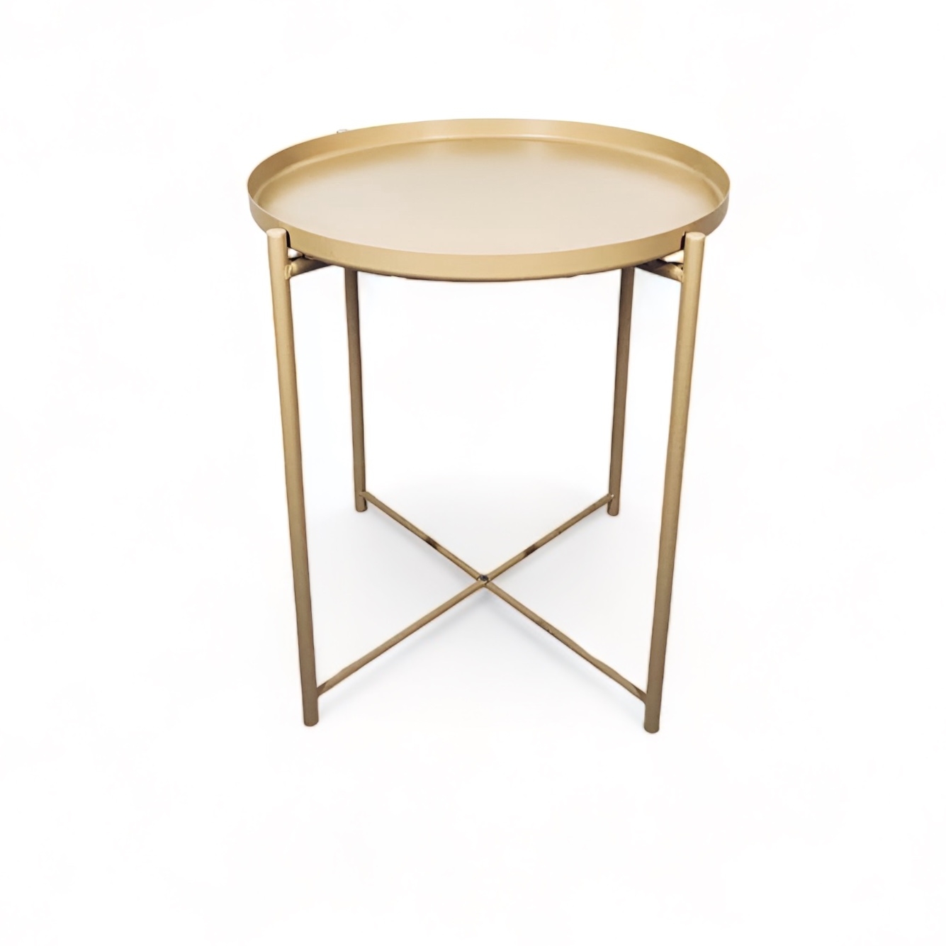 Столик розкладний з тацею круглий жовтий, метал ТВ-528