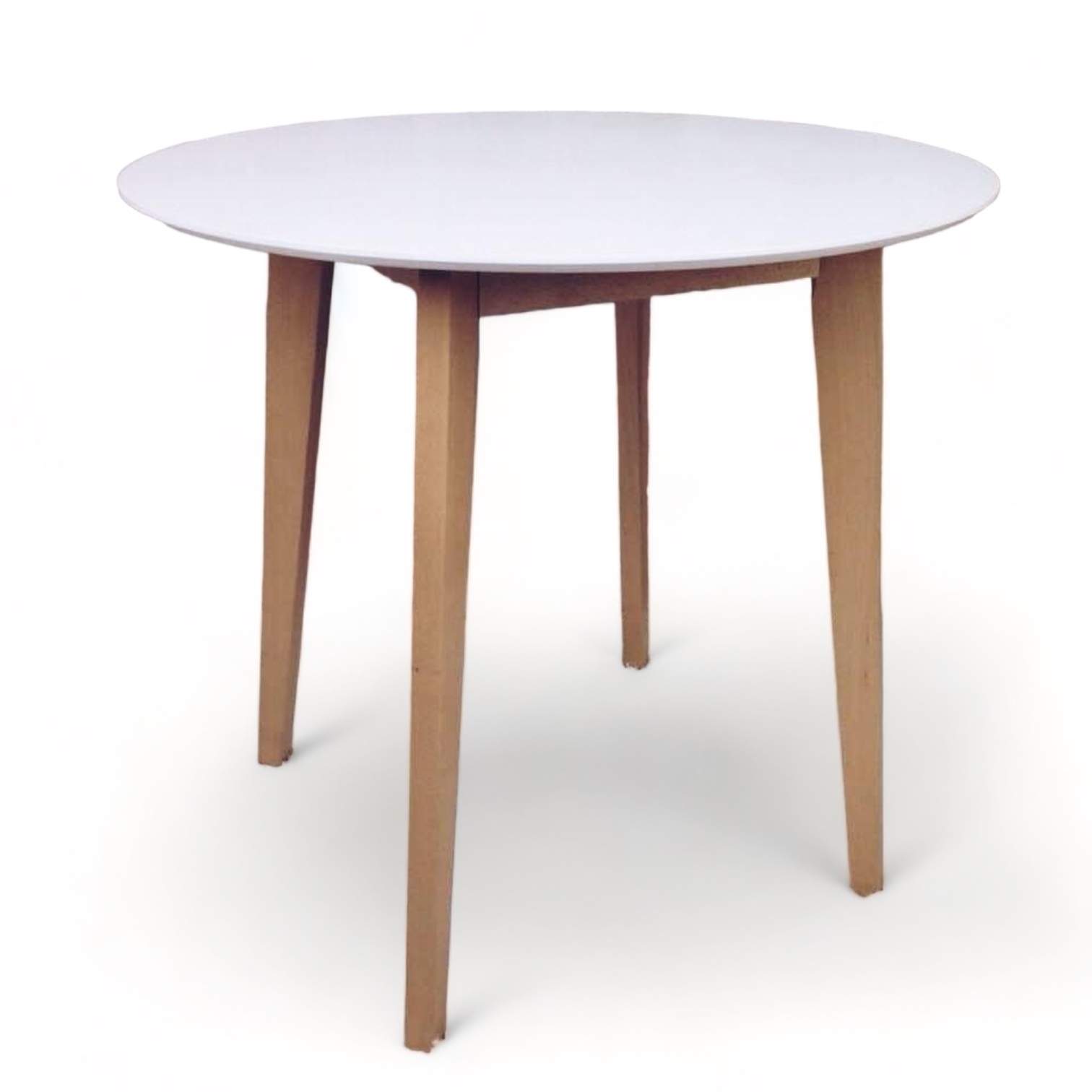 Стіл обідній білий/дерево круглий 80, мдф/дерево TB-008