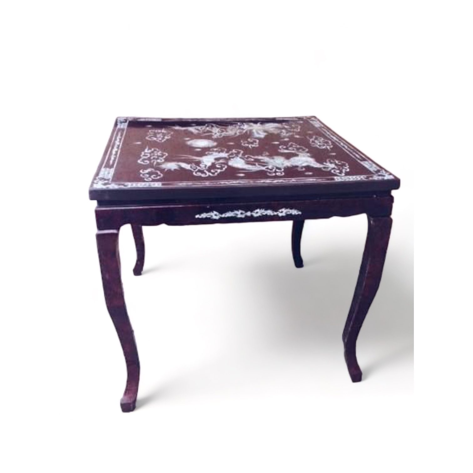 Стіл обідній з інскрустацією Азія дракони, червоне дерево TB-010