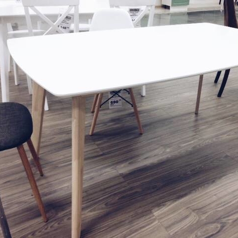 Стіл обідній прямокутний білий/дерево з закругленими кутами, дерево/мдф TB-011