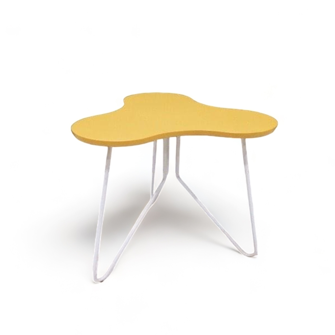 Столик кавовий криволінійний жовтий/білий, метал/мдф TB-532