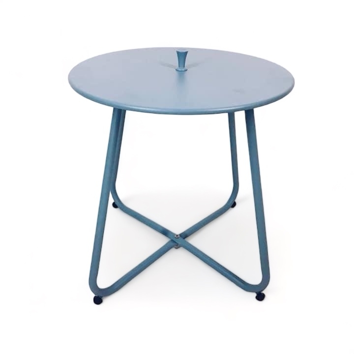 Столик кавовий/вуличний блакитний/чорний круглий, метал TB-533