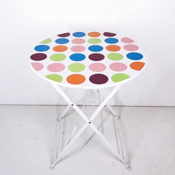 Стіл вуличний круглий білий/мультиколор, метал TB-024