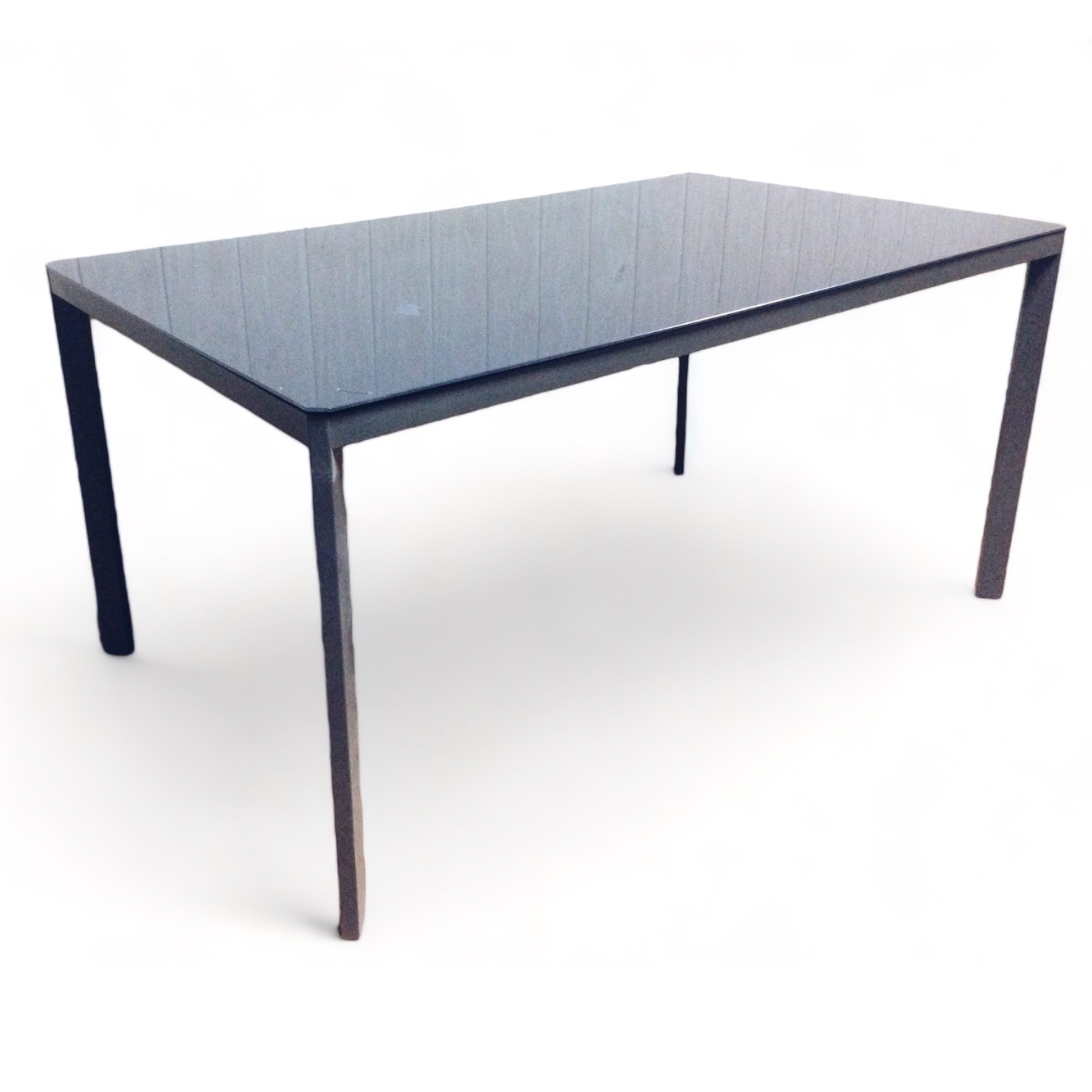 Стіл обідній сірий прямокутний глянець/мат, метал/скло TB-014