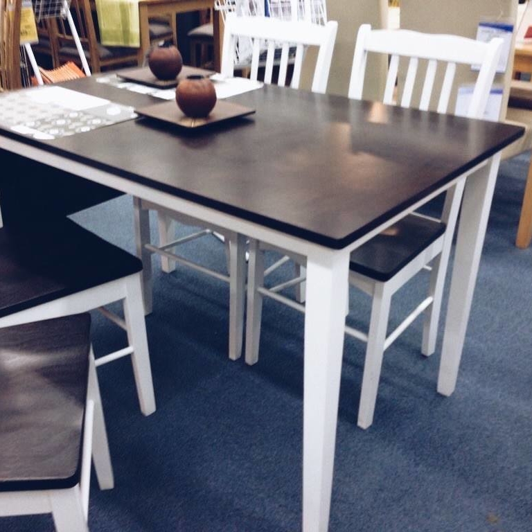 Стіл обідній прямокутний, темне дерево/білий мдф TB-015