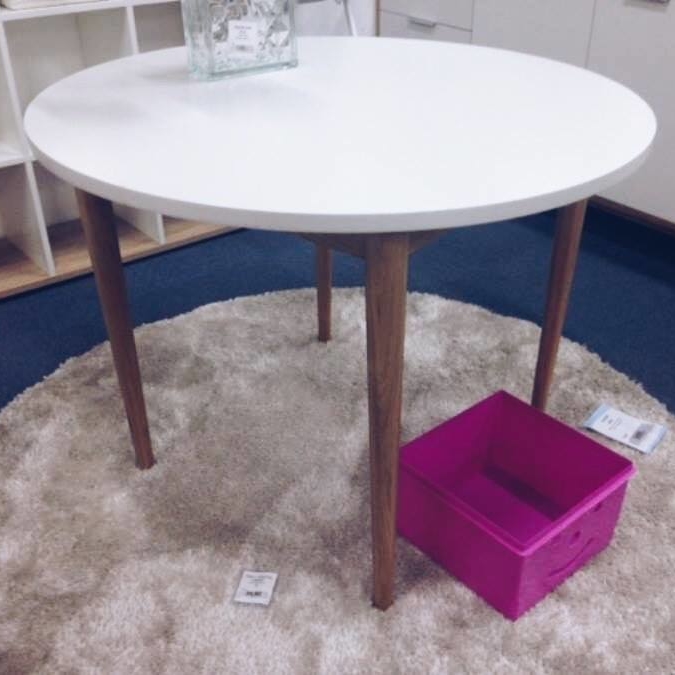 Стіл круглий обідній 100, білий мдф/дерево TB-016