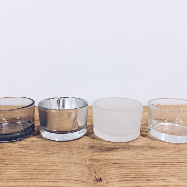 Підсвічники малі для' чайних свічок мікс срібло/білий, скло CS-022