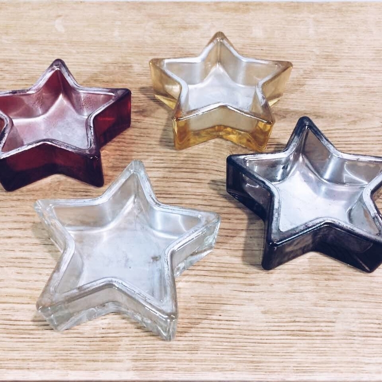 Підсвічники-зірки малі, мікс кольорів, скло CS-025