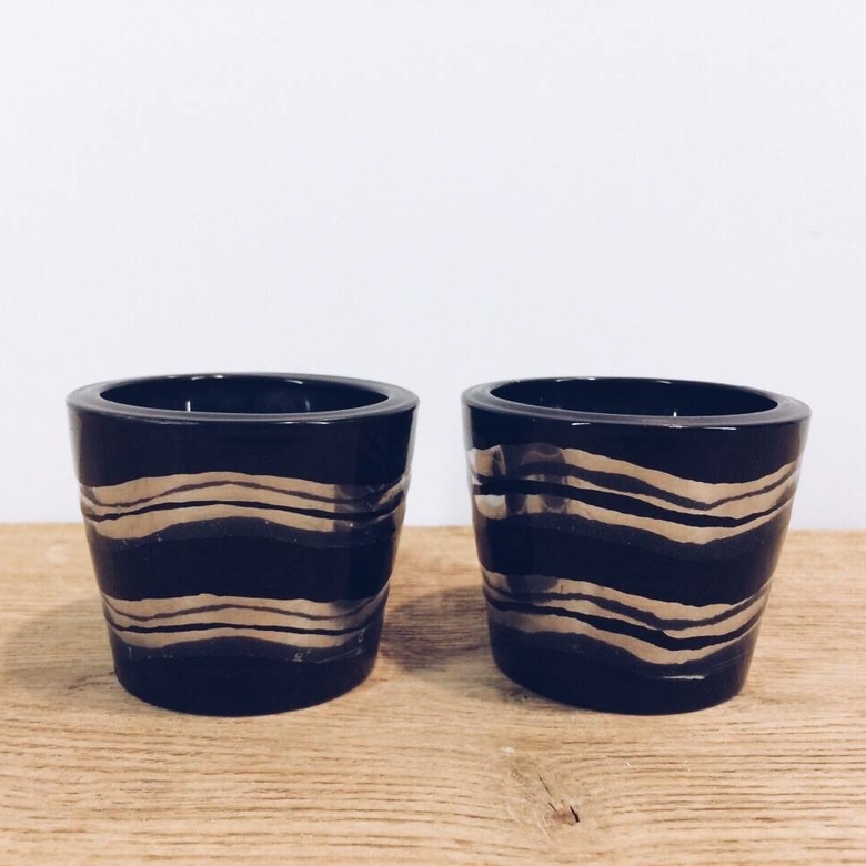 Підсвічники малі чорний/золото, скло CS-033