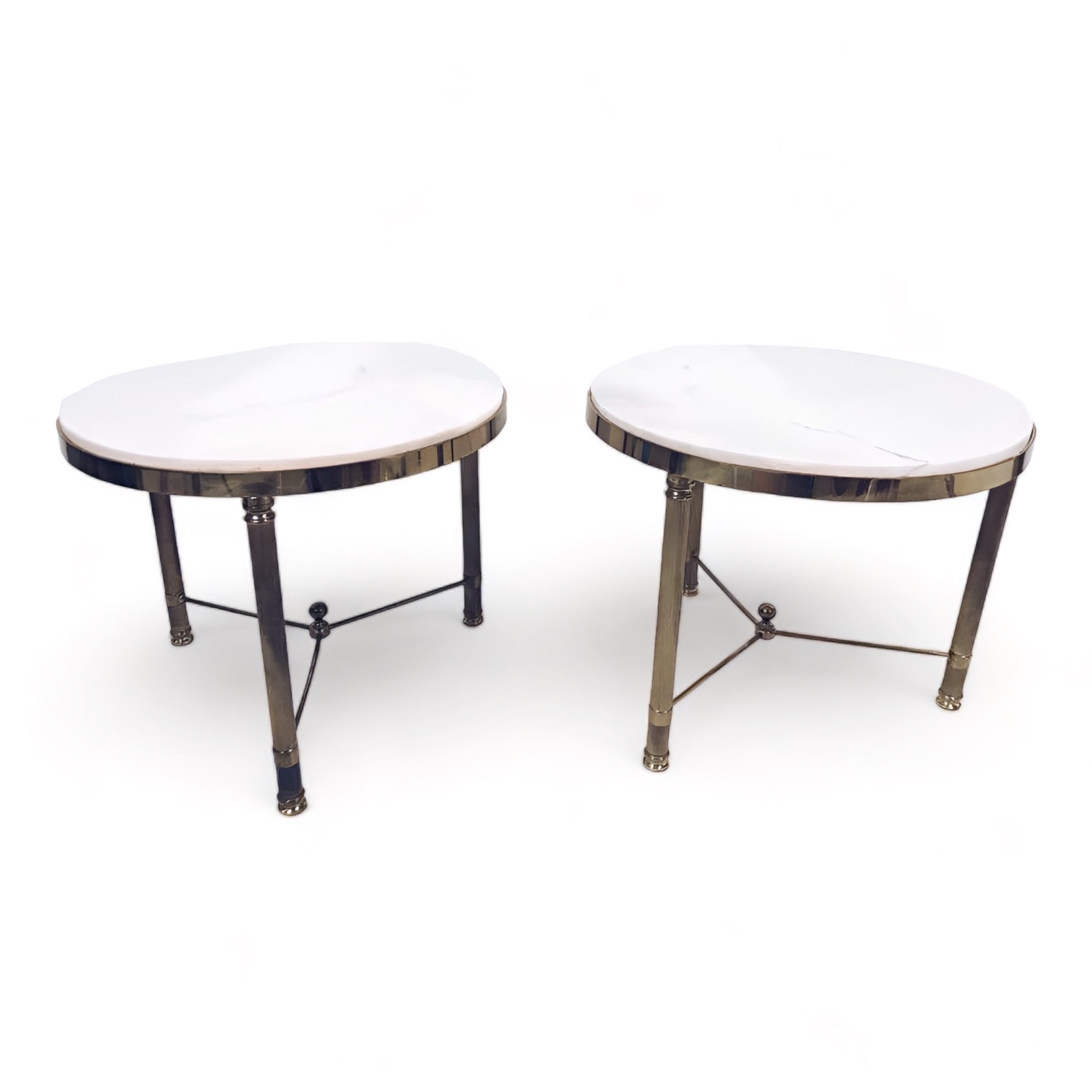 Стіл кавовий круглий вінтаж, мармур/латунь ТВ-520