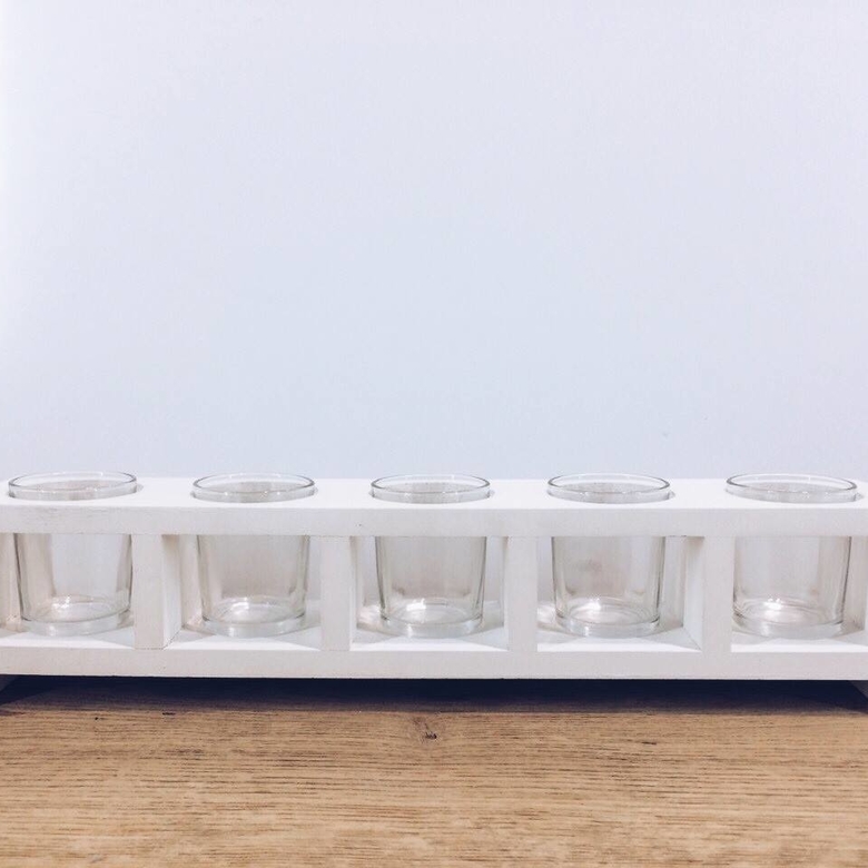 Підсвічники-склянки у тримачі, скло/дерево CS-042