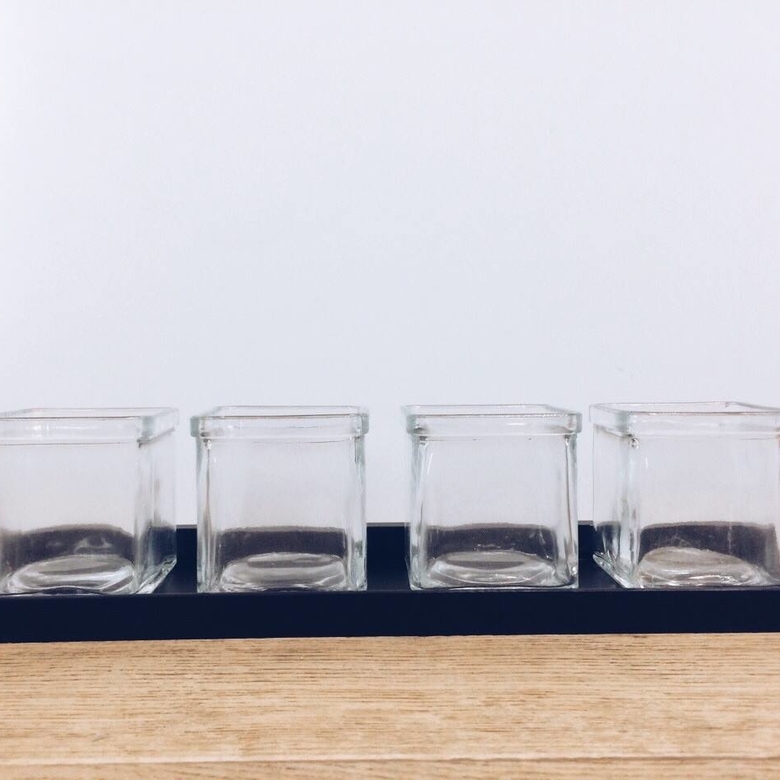 Підсвічники скляні малі на підставці, скло/дерево CS-044