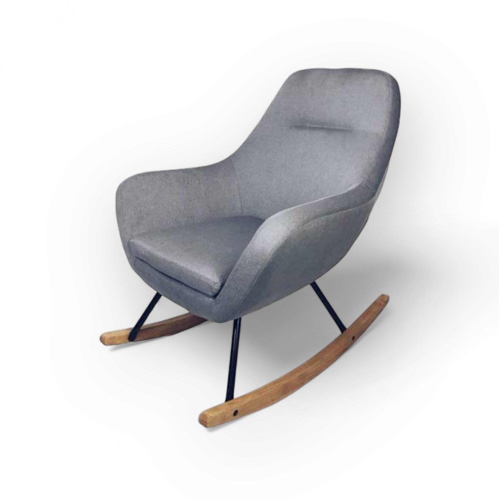 Крісло-качалка сіре, метал/тканина/дерево CH-038