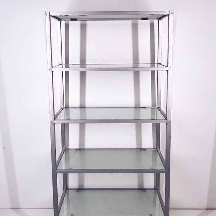 Стелаж метал/скло сірий на 5 полиць SR-034