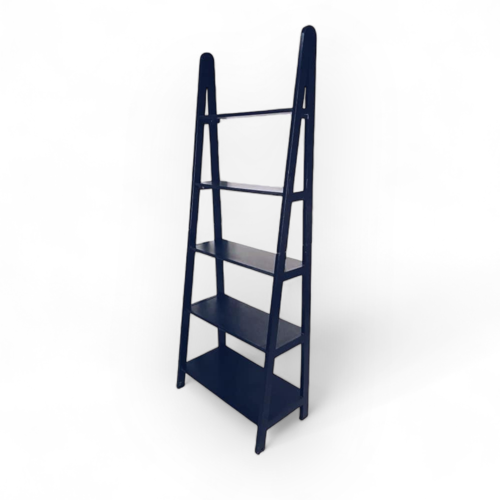 Стелаж пристінний з вузькими полицями чорний, дерево SR-033