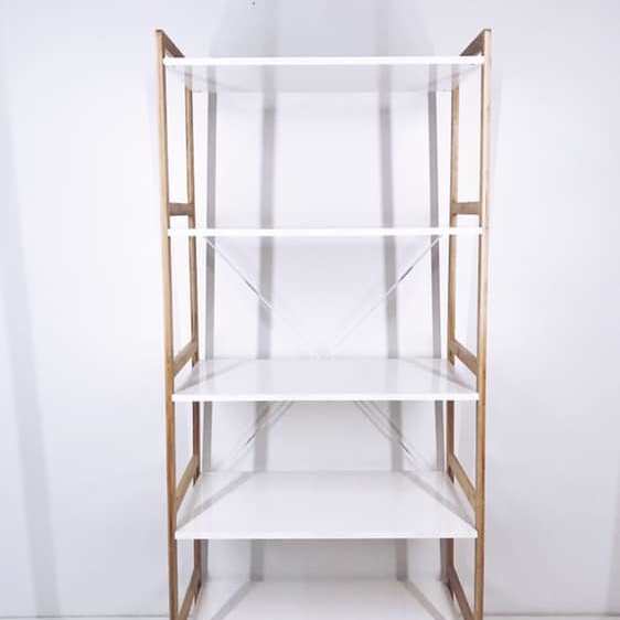 Стелаж 5 полиць дерево/білий мдф SR-024