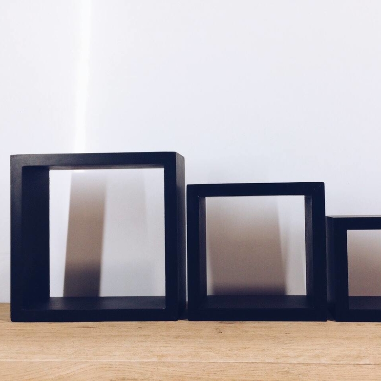 Комплект полиць квадрат чорний, мдф SF-004