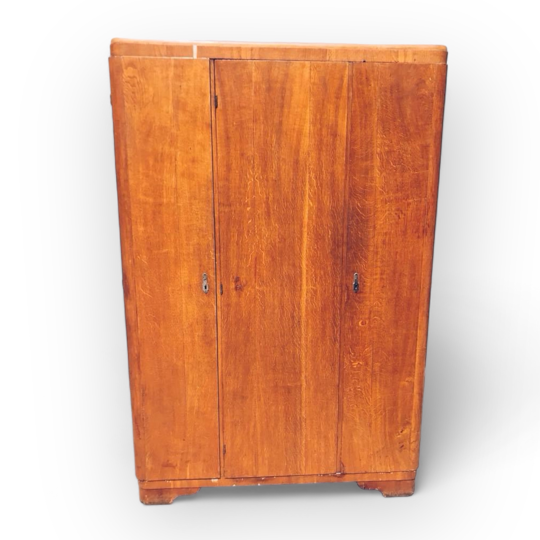 Шафа для одягу на 2 відділення та 3 дверей ретро, світлий лак SR-036