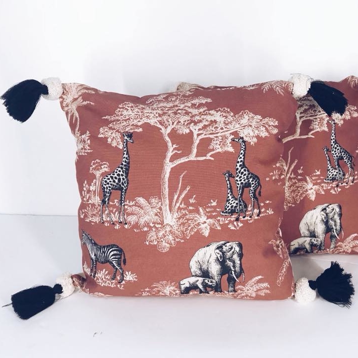 Подушка декоративна "Африка" теракота, бавовна PW-102