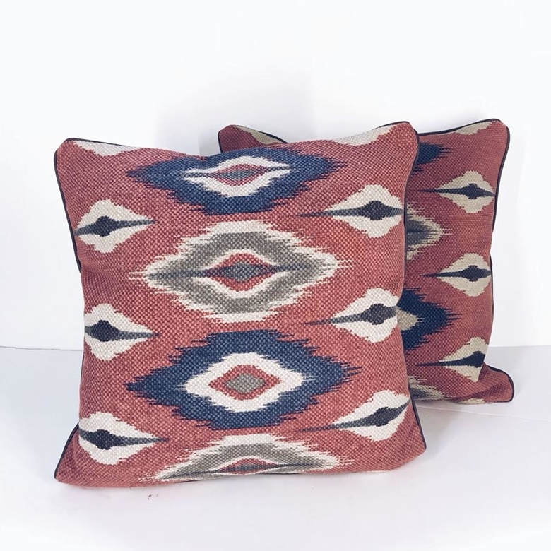 Подушка декоративна принт "Ікат" теракота, бавовна PW-104