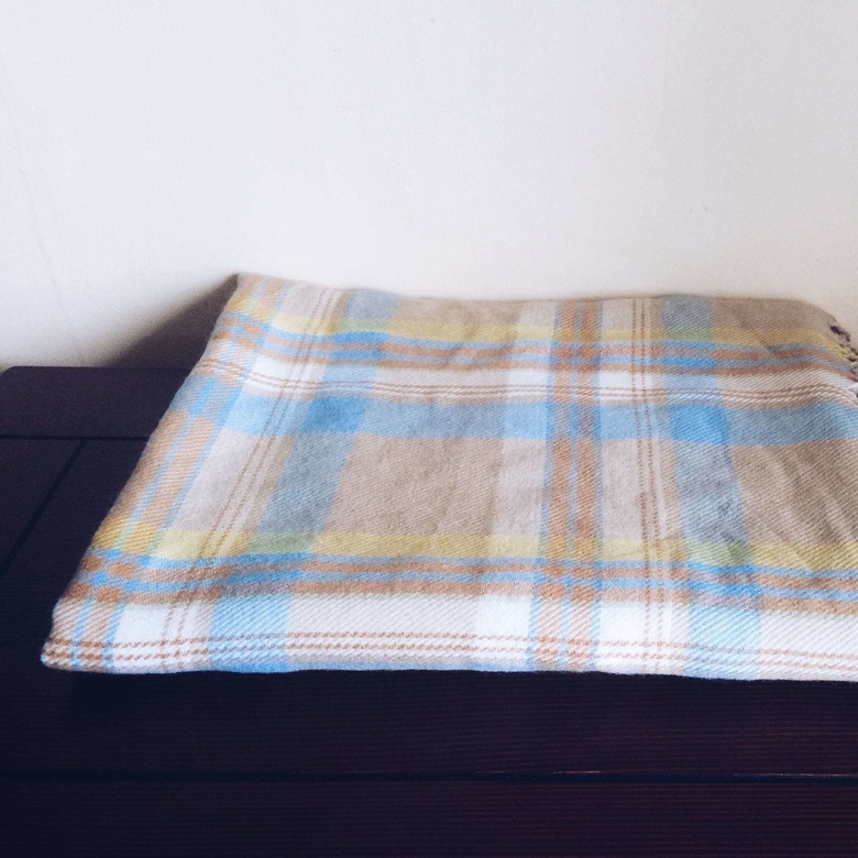 Плед беж в блакитну клітинку WR-005