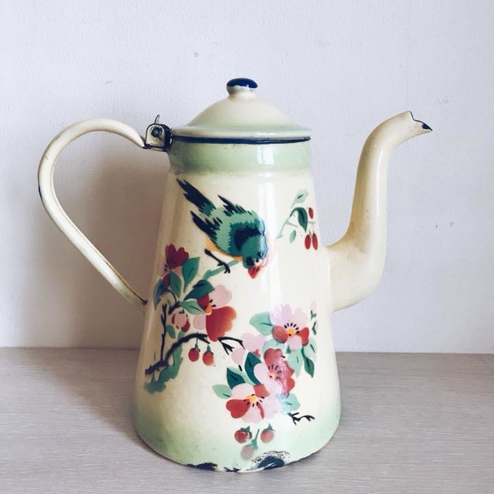 Чайник емальований китайський жовтий вінтаж метал TE-015