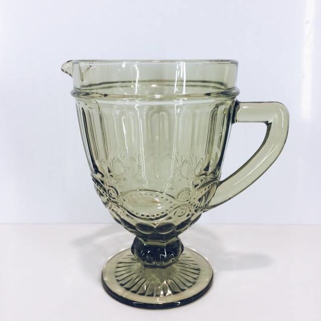 Глечик рель`єфний зелений скло JU-011